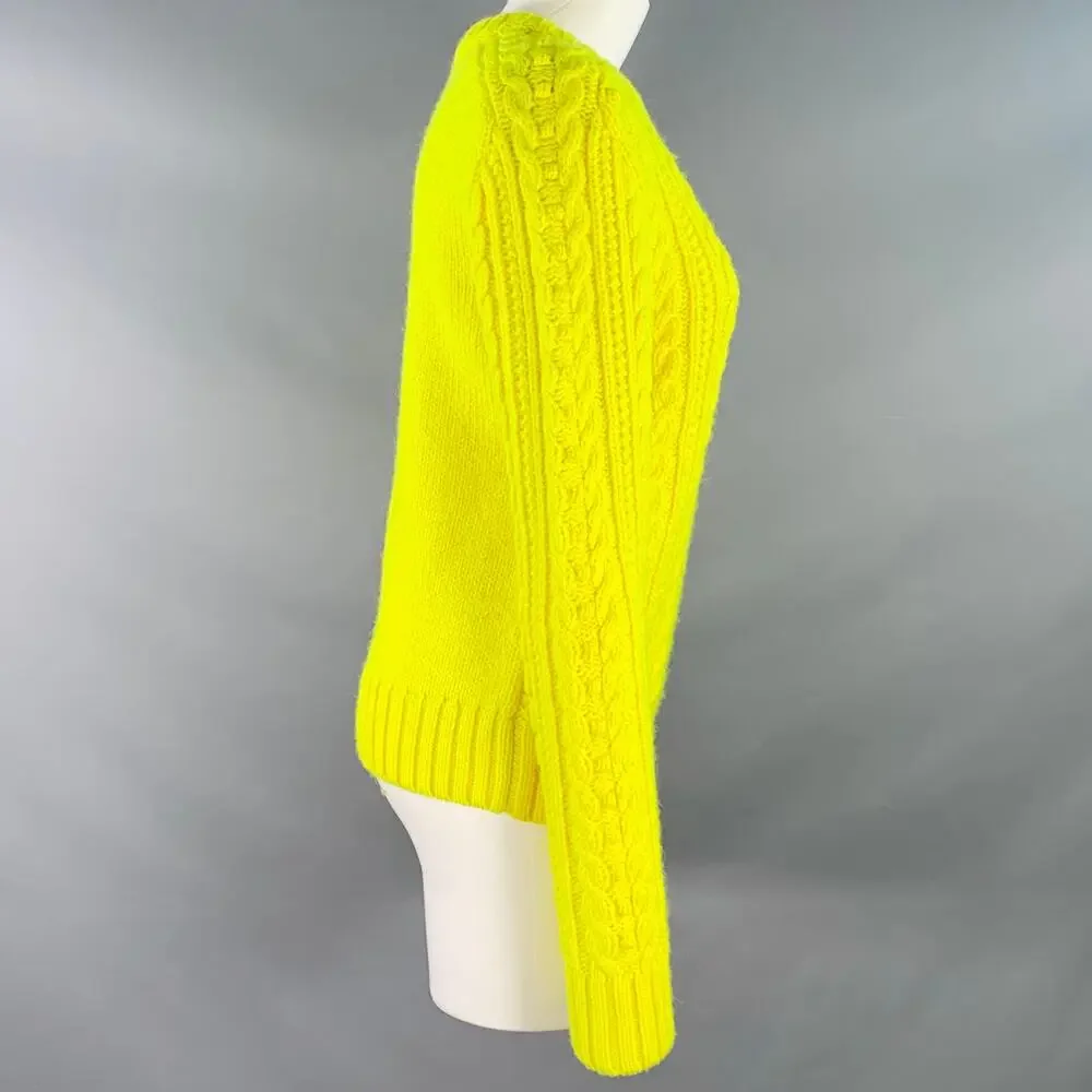 PHILOSOPHY di LORENZO SERAFINI Size S Yellow Cable Knit Crew Neck Sweater